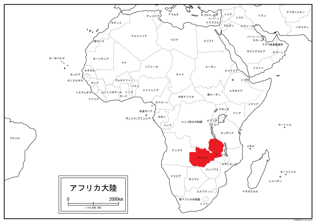 ザンビア共和国の位置